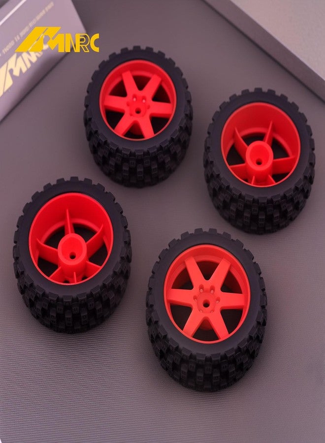 NMNRC Hexagonal Style Pre Glued Wheel and Tires Plastic Rim Rubber for 1/18 Typhon Grom 223S Series Upgrades Part Red - Image 2