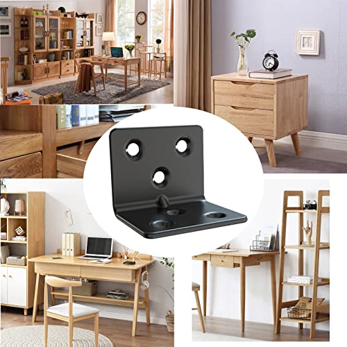 Aufuga Black Stainless Steel Corner Bracket,Joint Right Angle Bracket,L Shape Heavy Duty Metal Corner Brace Supporter for Wood Aufuga (Black_1.5x1.2x1.2inch, 30) - Image 4