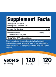 Nutricost Wormwood Capsules 450mg 120 Capsules - Vegetarian Caps, Gluten Free and Non-GMO  - Image 2