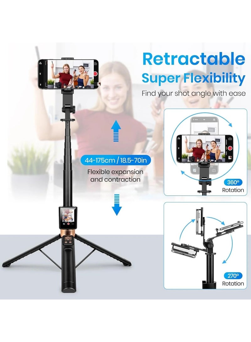 CL-07 New Selfie Stick With Fill Light Extendable Selfie Stick Tripod for Phone with Display Screen and Remote Control - Image 4