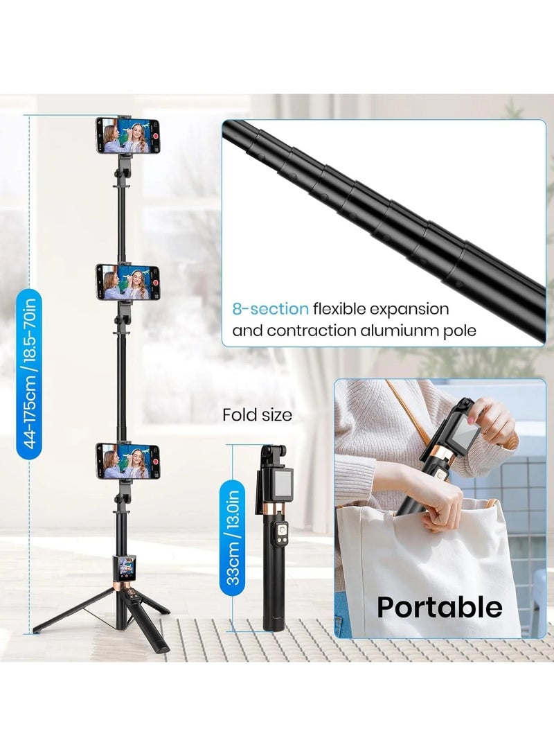 CL-07 New Selfie Stick With Fill Light Extendable Selfie Stick Tripod for Phone with Display Screen and Remote Control - Image 5