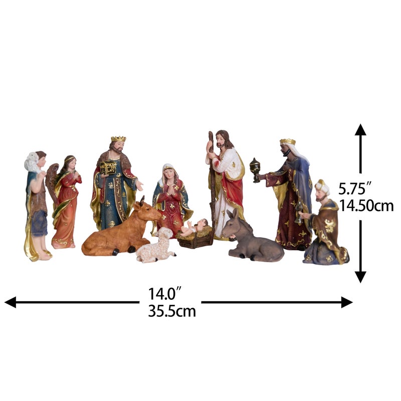 Zayton Nativity Set 6 inch Christmas Indoor 11 Piece Scene Statue Figurines Jesus Manger Crib Ornament Church Xmas Gift Home Catholic Religious Decoration Gift - Image 2