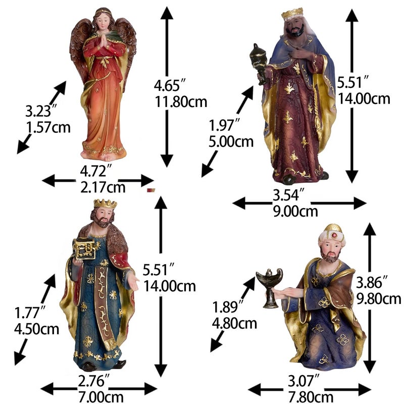Zayton Nativity Set 6 inch Christmas Indoor 11 Piece Scene Statue Figurines Jesus Manger Crib Ornament Church Xmas Gift Home Catholic Religious Decoration Gift - Image 5