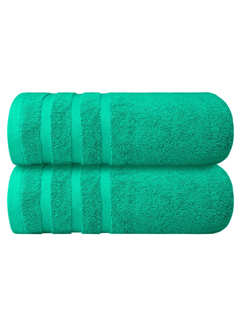 Infinitee Xclusives Premium Cotton Bath Towels Set of 2, 27 x 54Inches (70 cm x 140 cm) Soft, Highly Absorbent, Quick Dry Towels - Perfect Towels for Bathroom, Gym, Spa & Hotel (Green)