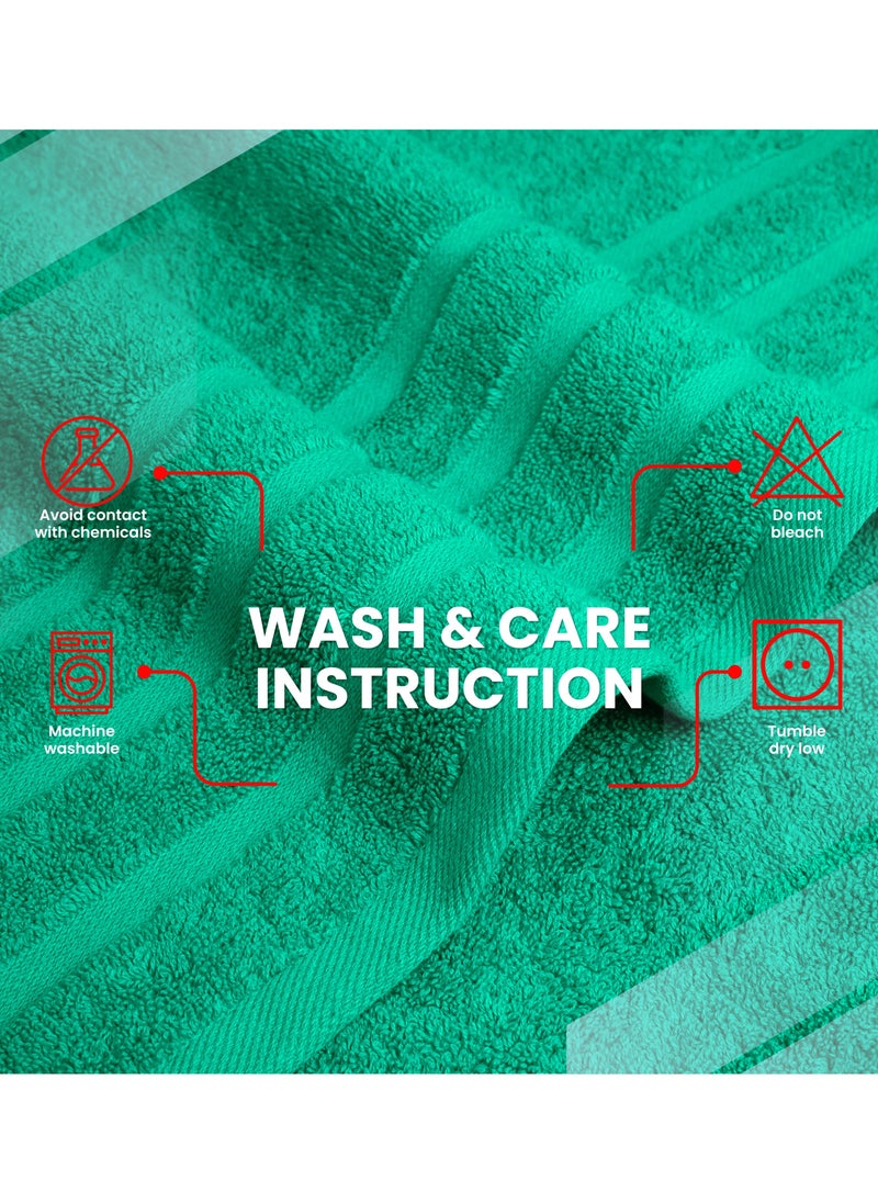 Infinitee Xclusives Infinitee Xclusives Premium Cotton Bath Towels Set of 2, 27 x 54Inches (70 cm x 140 cm) Soft, Highly Absorbent, Quick Dry Towels - Perfect Towels for Bathroom, Gym, Spa & Hotel (Green)  - Image 5