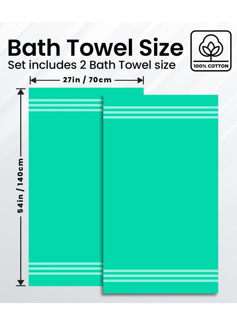 Infinitee Xclusives Infinitee Xclusives Premium Cotton Bath Towels Set of 2, 27 x 54Inches (70 cm x 140 cm) Soft, Highly Absorbent, Quick Dry Towels - Perfect Towels for Bathroom, Gym, Spa & Hotel (Green)  - Image 4