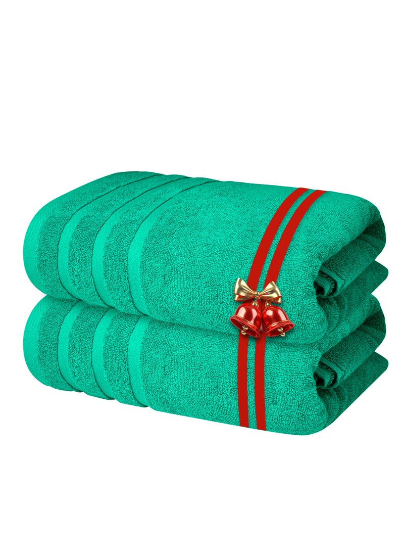 Infinitee Xclusives Infinitee Xclusives Premium Cotton Bath Towels Set of 2, 27 x 54Inches (70 cm x 140 cm) Soft, Highly Absorbent, Quick Dry Towels - Perfect Towels for Bathroom, Gym, Spa & Hotel (Green)  - Image 1