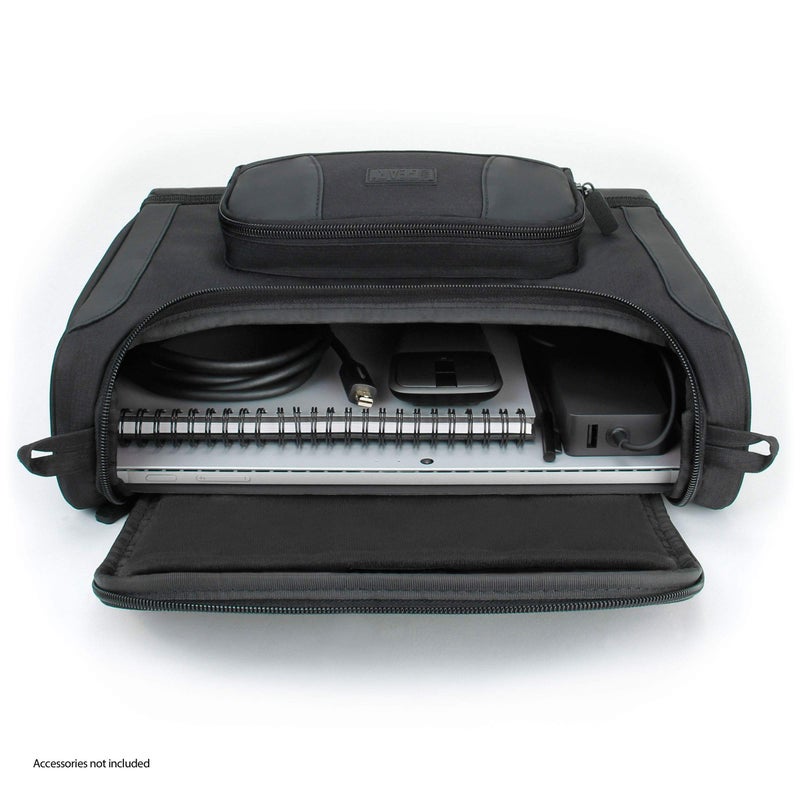 USA Gear Small Messenger Bag for Microsoft Surface Pro 12" (2025), 11th Gen/10/9/8/7, Surface Laptop 13-inch (2025) - Shoulder Bag Travel Tablet Case Fits Accessories, Charger, Keyboard, Mouse (Black) - Image 3