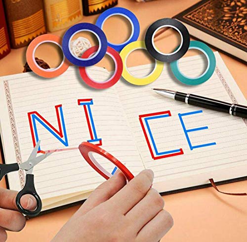 Suoirblss 6 Rolls Graphic Chart Tape Art Tape Grid Marking Tapes 72 Yard/Roll Whiteboard Gridding Tape Self-Adhesive Artist Tape Desktop Positioning Crossed Tape (Red, Width：3mm) - Image 5