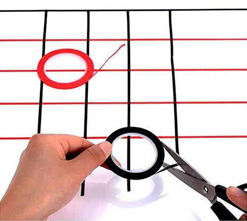 Suoirblss 6 Rolls Graphic Chart Tape Art Tape Grid Marking Tapes 72 Yard/Roll Whiteboard Gridding Tape Self-Adhesive Artist Tape Desktop Positioning Crossed Tape (Red, Width：3mm) - Image 3