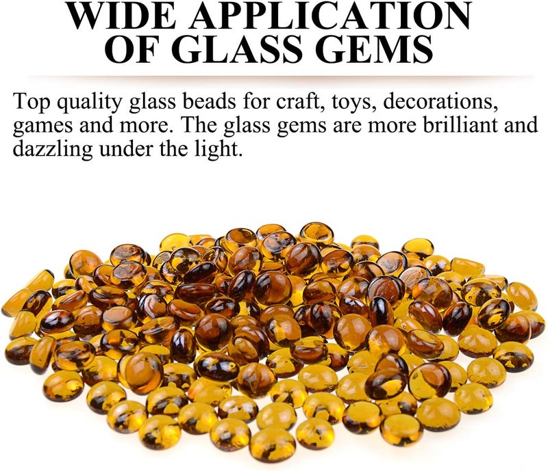 KINGOU Flat Glass Gems/Beads/Stones for Vase Filler, Table Scatter, Games - 1 Lbs (14-16mm, Approx. 5/8") - Image 3