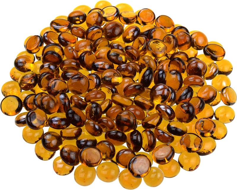 KINGOU Flat Glass Gems/Beads/Stones for Vase Filler, Table Scatter, Games - 1 Lbs (14-16mm, Approx. 5/8") - Image 1