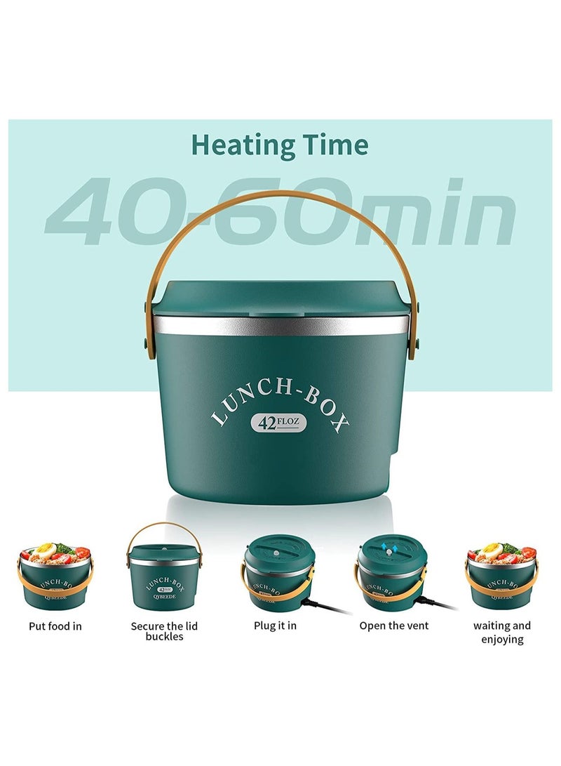 GGEROU Electric Lunch Box with Fork Spoon and Carry Bag,1.2L Electric Stainless Steel Lunch Box Food Container - Image 3