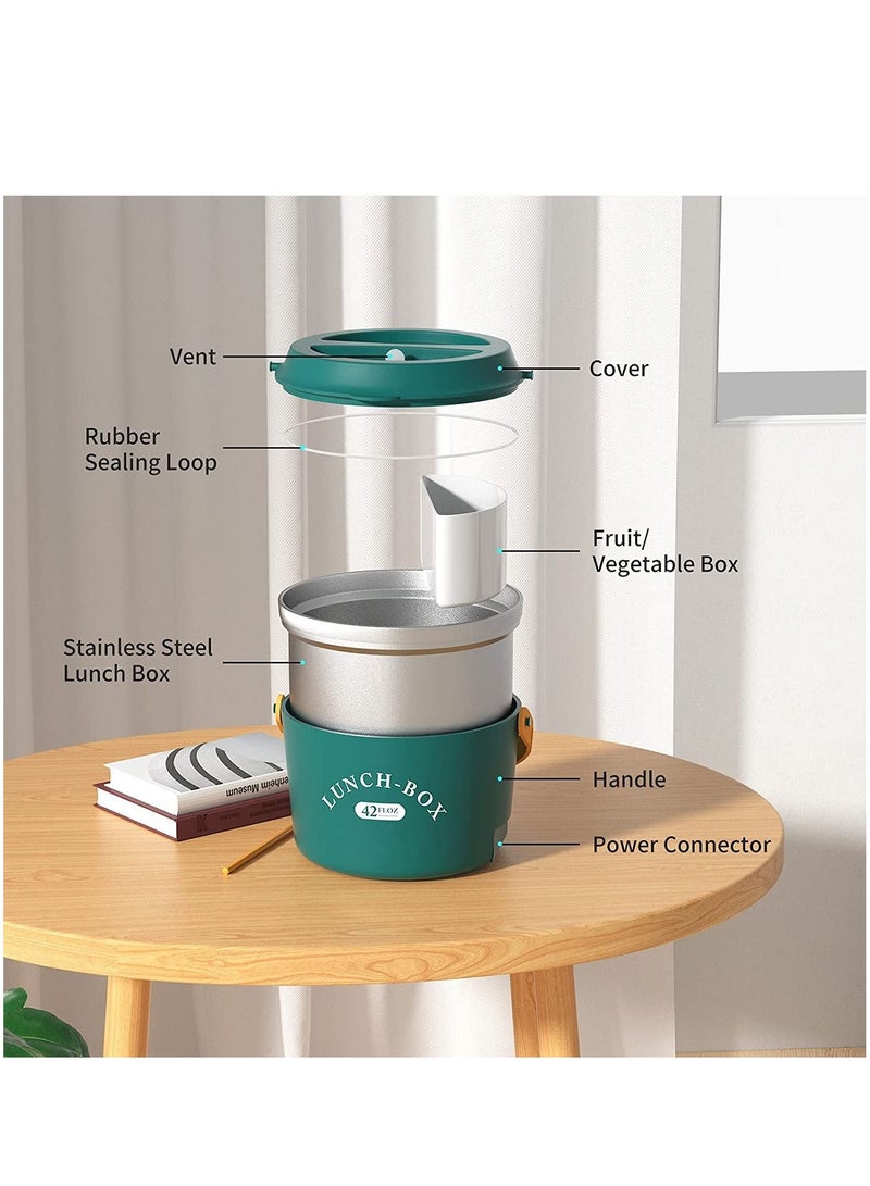 GGEROU Electric Lunch Box with Fork Spoon and Carry Bag,1.2L Electric Stainless Steel Lunch Box Food Container - Image 5