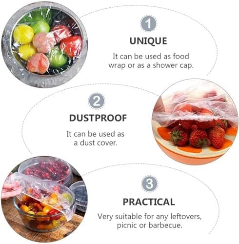SHARNAGAT SHARNAGAT 100 PCS Fresh Keeping Bags - Elastic Stretch Adjustable Bowl Lids, Sealing Food Covers, Universal Kitchen Wrap Seal Caps for Freshness - Image 3