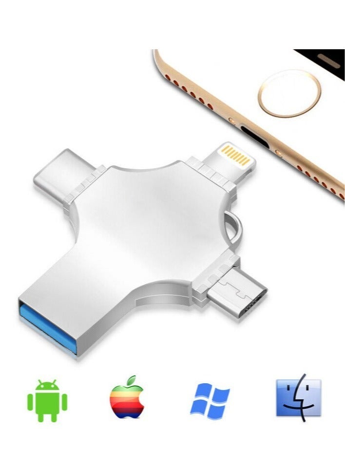 High Speed 4 In 1 Multi-function OTG USB Flash Drive Type-C Pen drive 3.0 Memory Disk For iPad Android iOS PC 128GB - Image 1