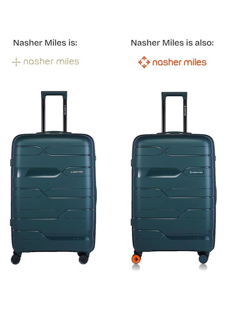 nasher miles Nasher Miles Paris Hard-Sided Polypropylene Luggage Set of 2 | 65cm & 75cm | 8 Wheels Medium & Large Trolley Bag for Travel | Suitcase (Dark Green)  - Image 2