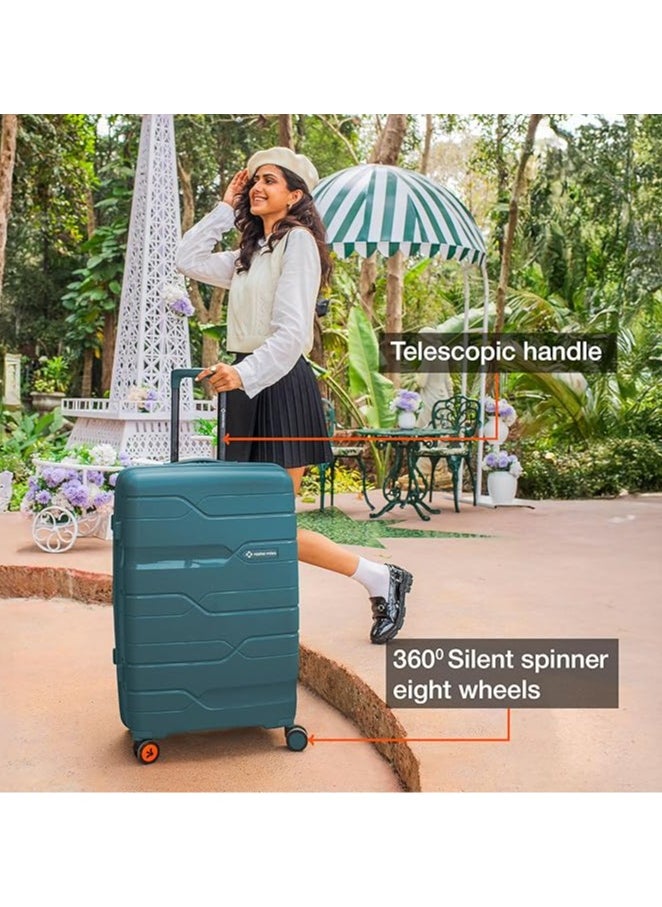 nasher miles Nasher Miles Paris Hard-Sided Polypropylene Luggage Set of 2 | 65cm & 75cm | 8 Wheels Medium & Large Trolley Bag for Travel | Suitcase (Dark Green)  - Image 5