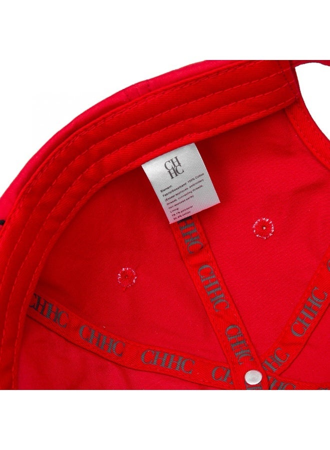 CAROLINA HERRERA Red Unisex Baseball Cap CH Embroidery Luxury Adjustable Sun Protection Lightweight Breathable Comfortable for Daily Wear - Image 5