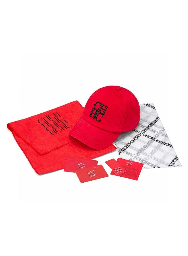 CAROLINA HERRERA Red Unisex Baseball Cap CH Embroidery Luxury Adjustable Sun Protection Lightweight Breathable Comfortable for Daily Wear - Image 1