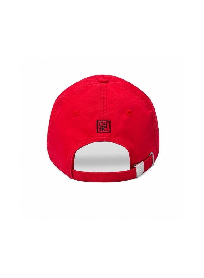 CAROLINA HERRERA Red Unisex Baseball Cap CH Embroidery Luxury Adjustable Sun Protection Lightweight Breathable Comfortable for Daily Wear - Image 4