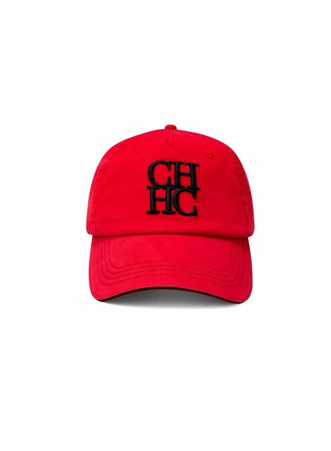 CAROLINA HERRERA Red Unisex Baseball Cap CH Embroidery Luxury Adjustable Sun Protection Lightweight Breathable Comfortable for Daily Wear - Image 3