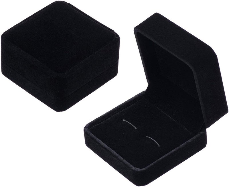Giftop Small Dark Classic Velvet Cufflink Box Case - Image 2