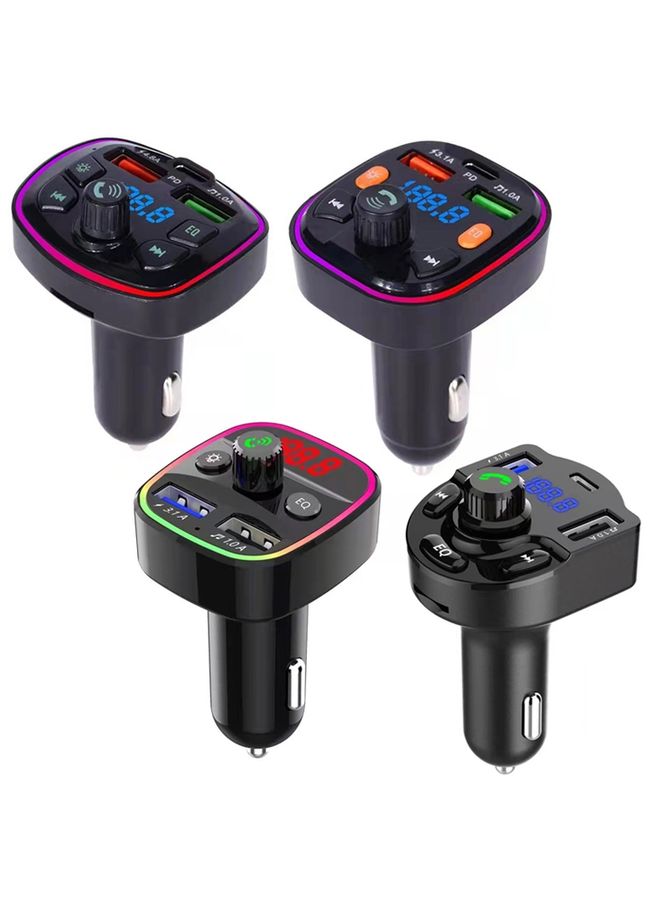بيوينتي Q3 3.1A USB+PD Bluetooth Car Charger Car FM Transmitter Colorful Lighting - Image 2