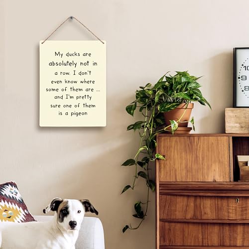 FUGWN My Ducks are Absolutely Not in a Row Hanging Wooden Signs 8x10, Funny Sarcastic Humor Home Bedroom Living Room Office Wall Decor, Funny Quotes Humorous Home Decor Gifts for Coworkers Women Men - Image 2