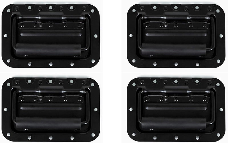 TCH Hardware 4 Pack Medium Spring Loaded Steel Recessed Handle Black with Padded Grip Case Chest Cabinet Speaker Box - Image 1