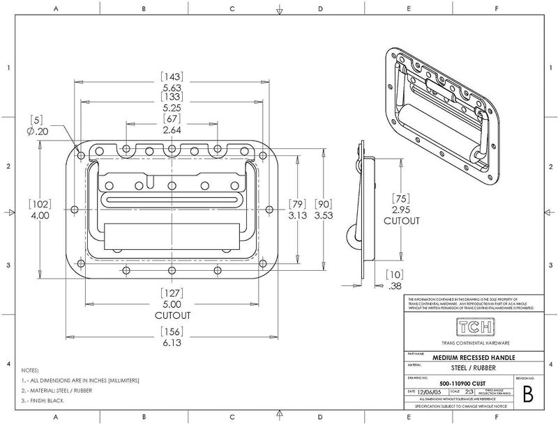 TCH Hardware 4 Pack Medium Spring Loaded Steel Recessed Handle Black with Padded Grip Case Chest Cabinet Speaker Box - Image 3