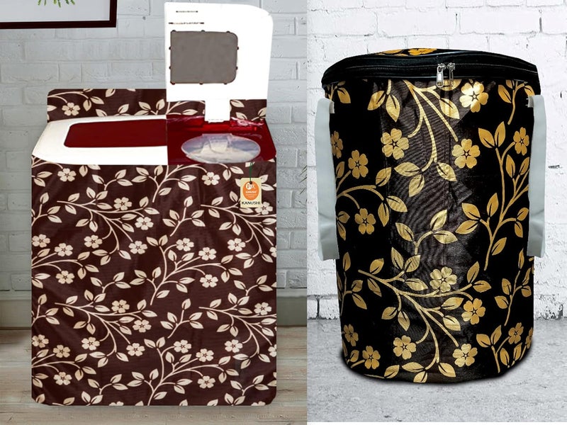 KANUSHI KANUSHI Industries Designer Laundry Bag1 Pc Waterproof Dustproof Top Load Semi Automatic Washing Machine Cover Suitable For 6 Kg 65 kg 7 kg 75 kgLBWASHINGSEMIBROWNRAJ - Image 1