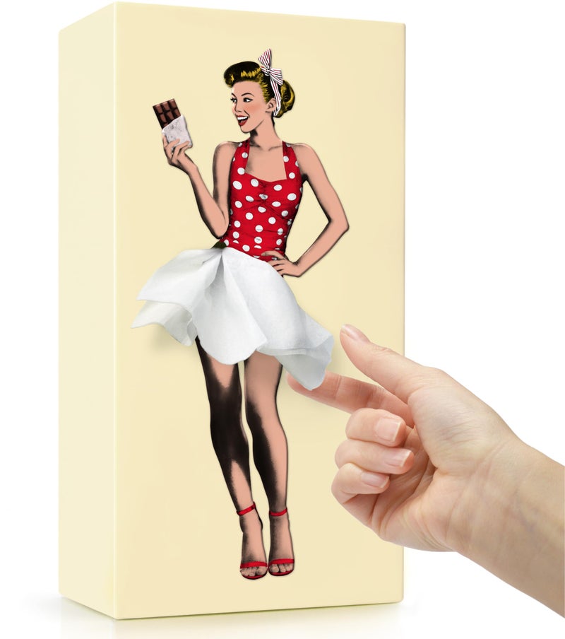 PLAYABLE ART Flying SkirtÂ® Tissue Box - The Original Award-Winning Lady Skirt Design, Resin Pop Art, Weighted Metal Base, Made in Korea, Premium Gifts & Novelty Home Decor by Spextrum (Sweet) - Image 1
