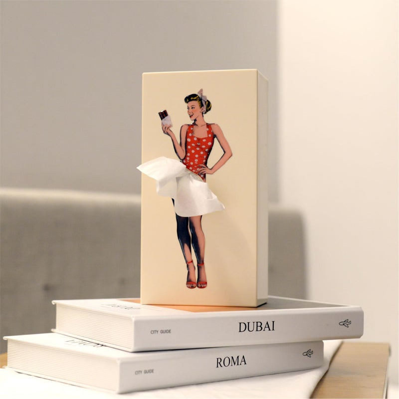 PLAYABLE ART Flying SkirtÂ® Tissue Box - The Original Award-Winning Lady Skirt Design, Resin Pop Art, Weighted Metal Base, Made in Korea, Premium Gifts & Novelty Home Decor by Spextrum (Sweet) - Image 2