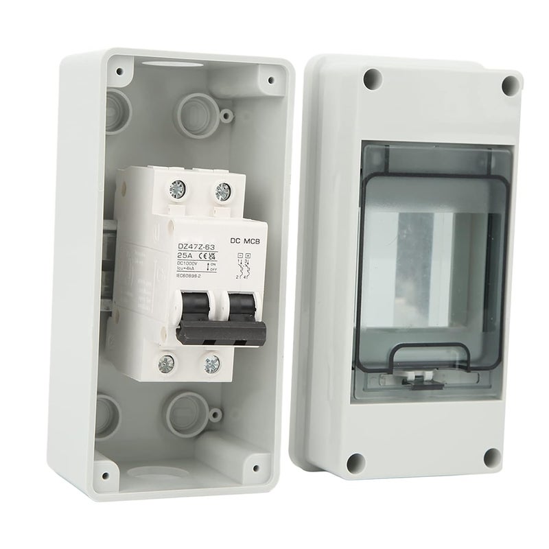 قاطع دائرة تيار مستمر مصغر، واقي دائرة مثبت على سكة DIN، قاطع دائرة 2P 25A IP65 Pa66، لنظام الطاقة الشمسية غير المتصلة بالشبكة، 1000 فولت - Image 1