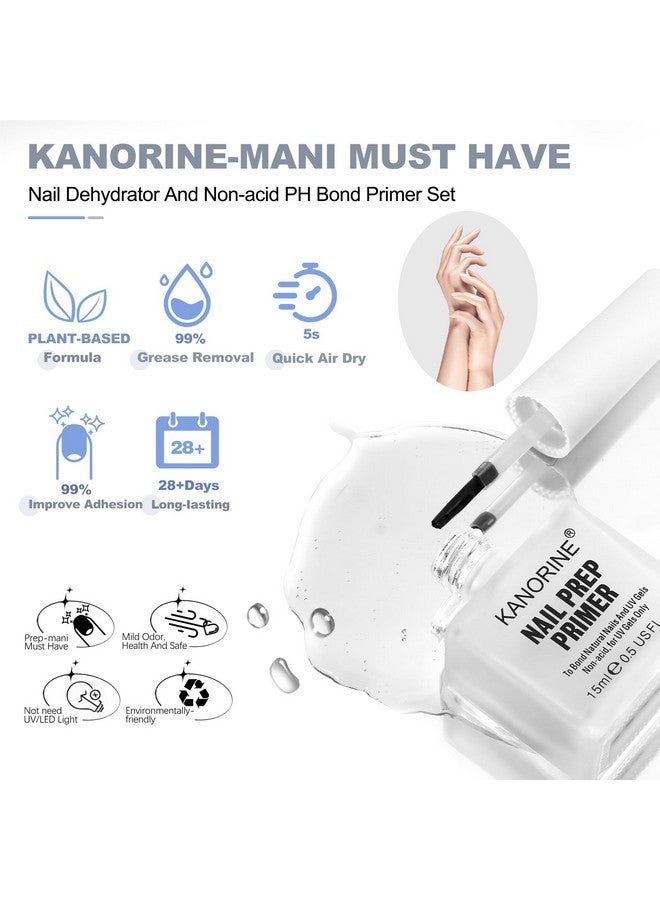 Kanorine Nail Primer & Dehydrator Set 15Mlx2, Acid Free Natural Nail Prep Dehydrate & Bond Primer Kit, Acrylic Nail Supplies Primer Nail Tech Must Haves Set - Image 3