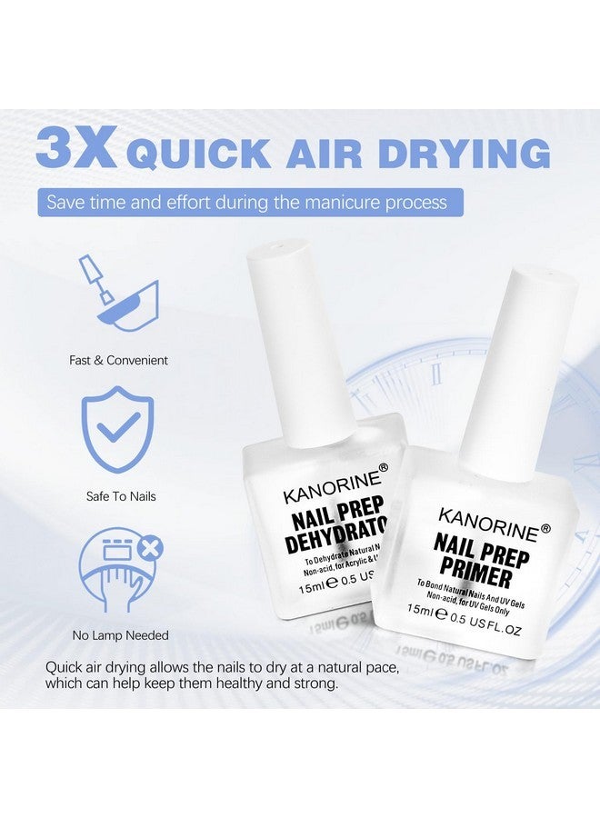 Kanorine Nail Primer & Dehydrator Set 15Mlx2, Acid Free Natural Nail Prep Dehydrate & Bond Primer Kit, Acrylic Nail Supplies Primer Nail Tech Must Haves Set - Image 2