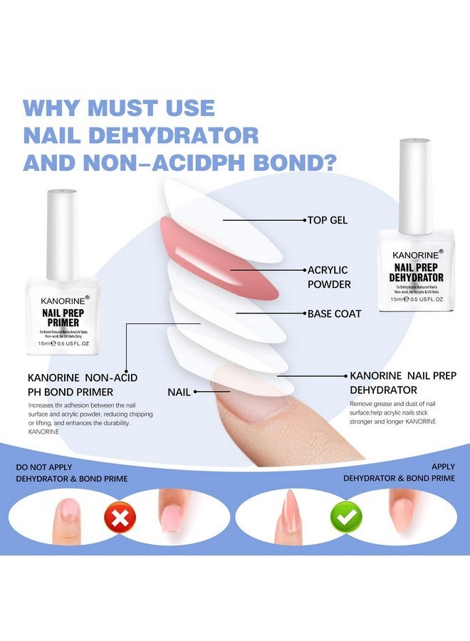 Kanorine Nail Primer & Dehydrator Set 15Mlx2, Acid Free Natural Nail Prep Dehydrate & Bond Primer Kit, Acrylic Nail Supplies Primer Nail Tech Must Haves Set - Image 4