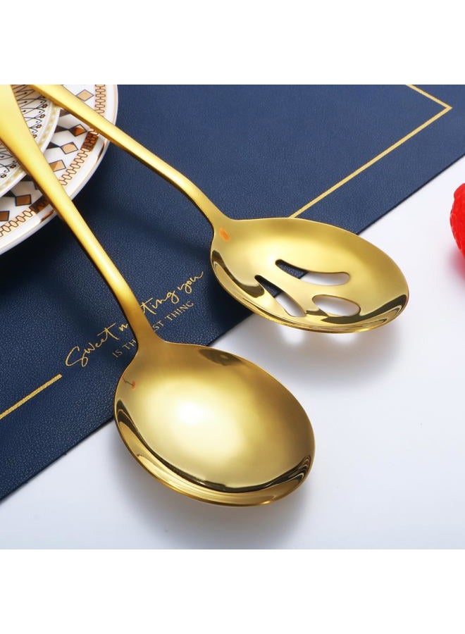 Lazycorner Gold Serving Utensils,8 Pcs Stainless Steel Serving Set with Serving Spoons,Serving Fork,Soup Ladle,Lasagna Server,Pie Server,Polished Serving Utensil Set for Buffet Parties Home,Dishwasher Safe - Image 3