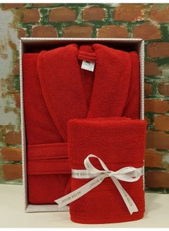 özdilek Trendy Shalyaka Bathrobe + Head Towel Red Size L 