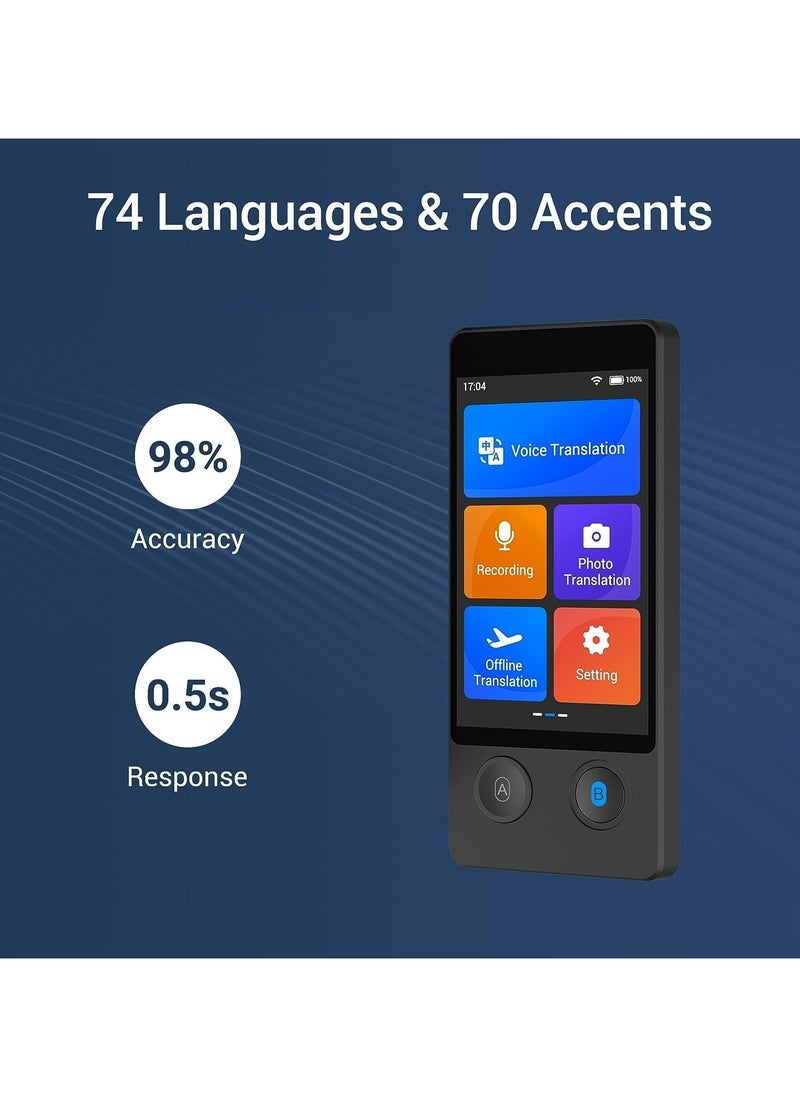 Offline Language Translator Device, Latest AI Voice Translator, 144 Languages and Accents 97% Accuracy with 3.7 inch Touchscreen Instant Two Way Translation, for Learning, Travel, No WiFi or SIM - pzsku/ZAF2B949AEBEBF66B16CFZ/45/_/1730811539/523c8361-a802-4160-9b02-9ddb3f800b22