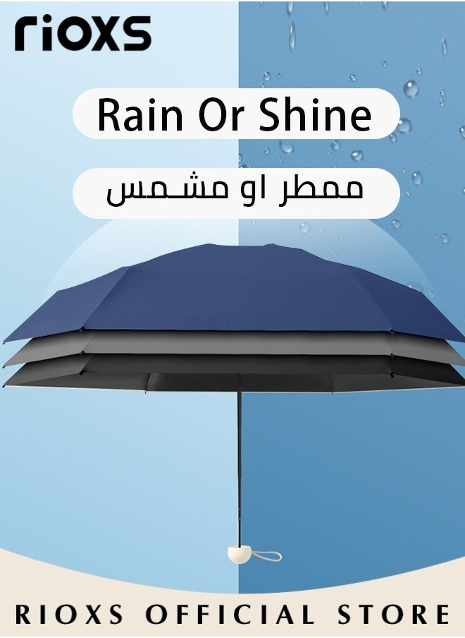RIOXS Portable Travel Umbrella with Storage Box Mini Umbrella with UPF 50+ UV Sun Protection Lightweight 6 Ribbed Compact Pocket Umbrella for Men Women Kids  - Image 2