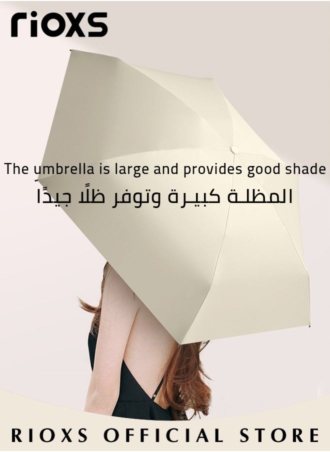 RIOXS Portable Travel Umbrella with Storage Box Mini Umbrella with UPF 50+ UV Sun Protection Lightweight 6 Ribbed Compact Pocket Umbrella for Men Women Kids  - Image 5