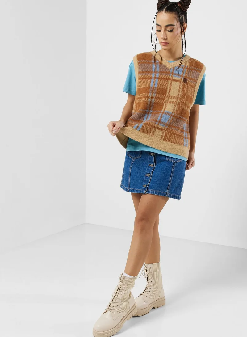 FINGERCROXX Checked Sweater Vest
