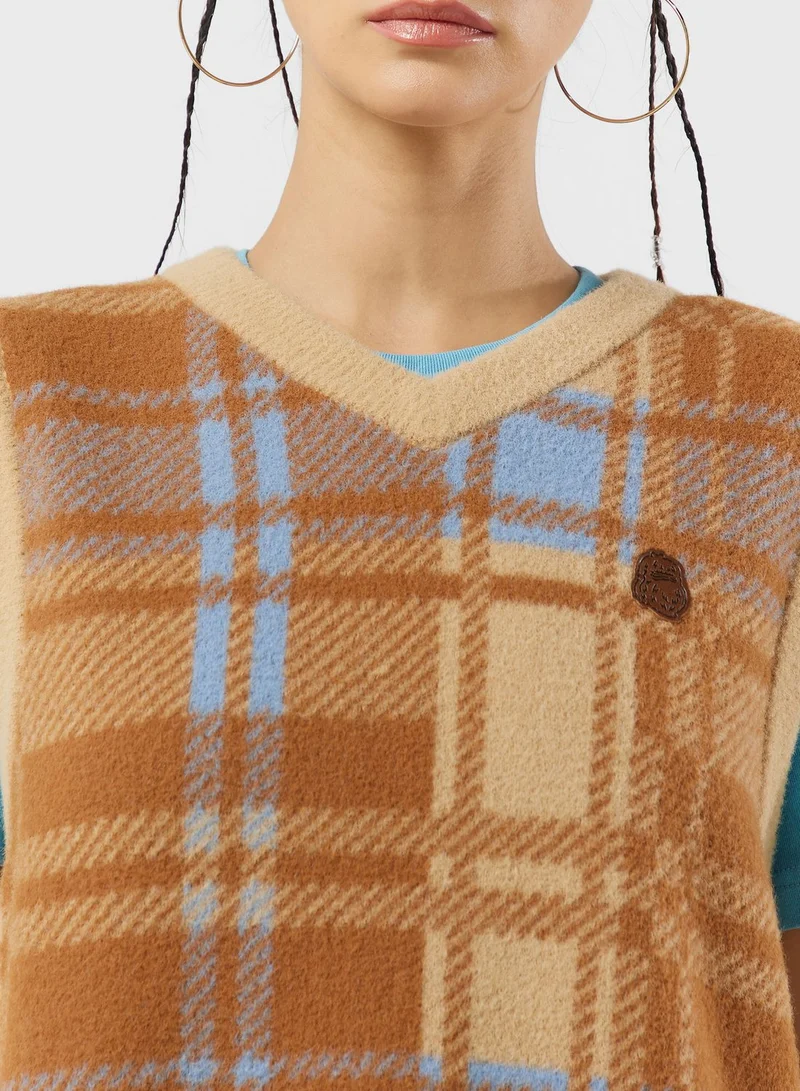 FINGERCROXX Checked Sweater Vest