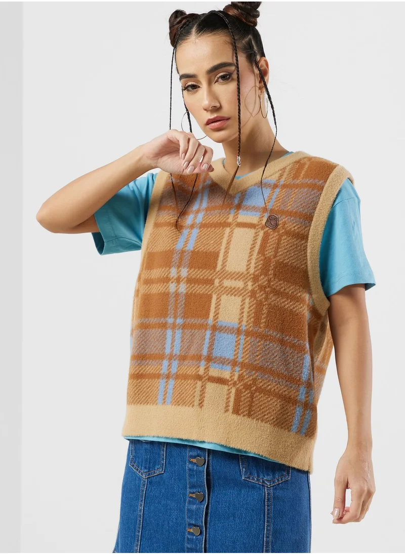 FINGERCROXX Checked Sweater Vest