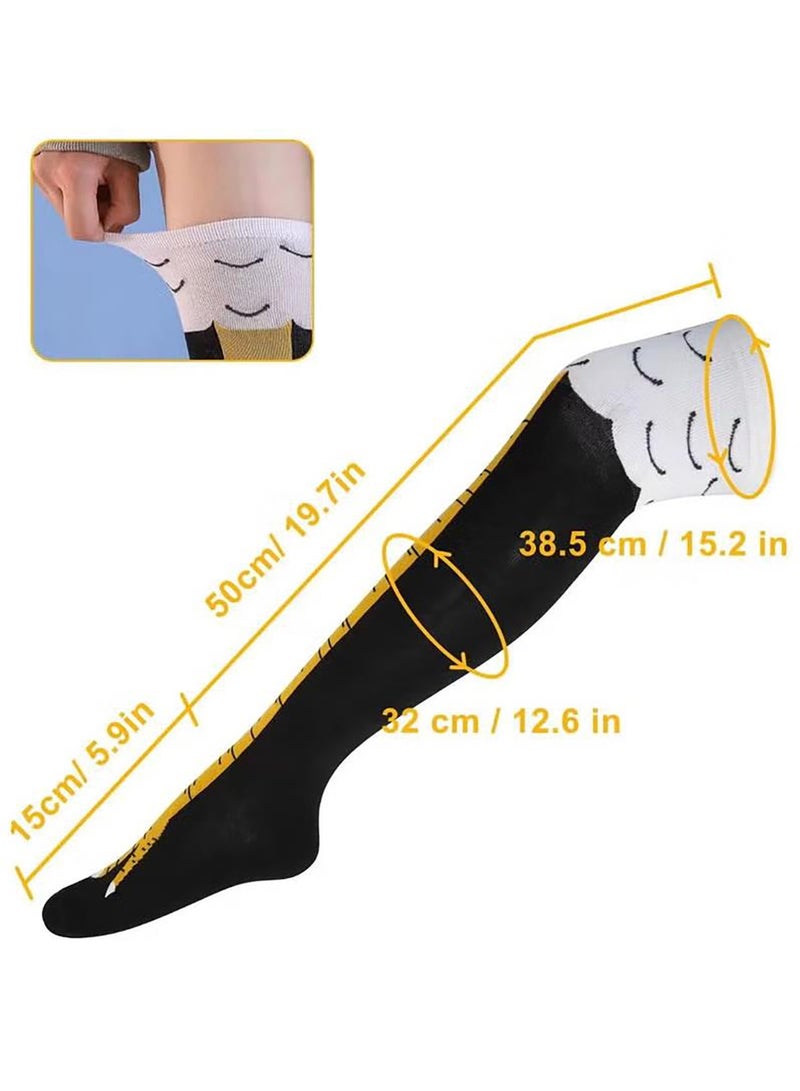Relex 3Pack Chicken Leg Socks, Chicken Feet Stockings, Cotton Knee Thigh High Socks Novelty Pattern Athletic Socks for Women Girls Striped Socks - Image 4