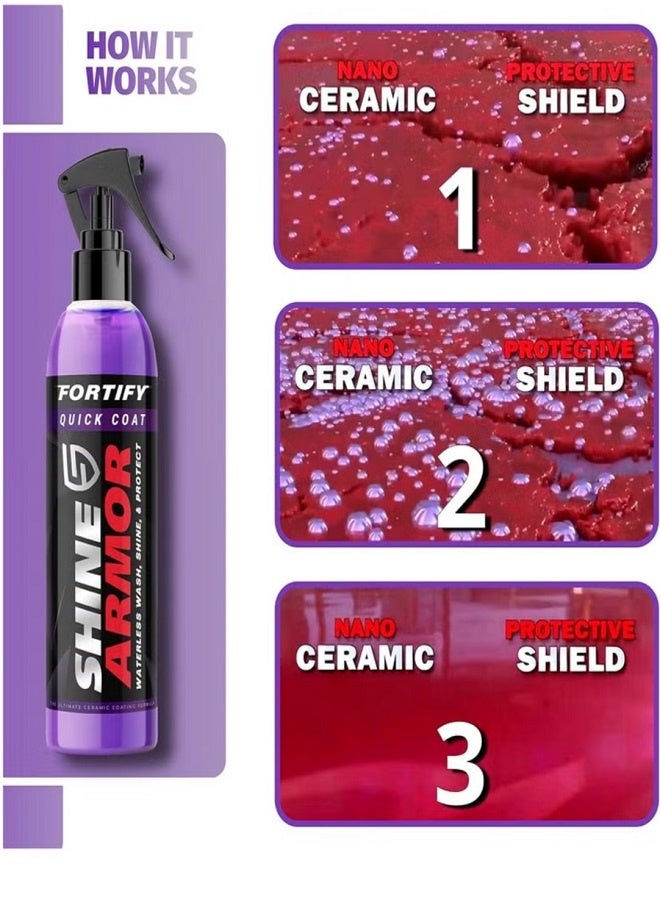 Shine Armor Fortify Quick Coat Ceramic Coating - Car Wax Spray - Waterless Car Wash & Wax - Hydrophobic Top Coat Polish & Polymer Paint Sealant Protection - Image 3