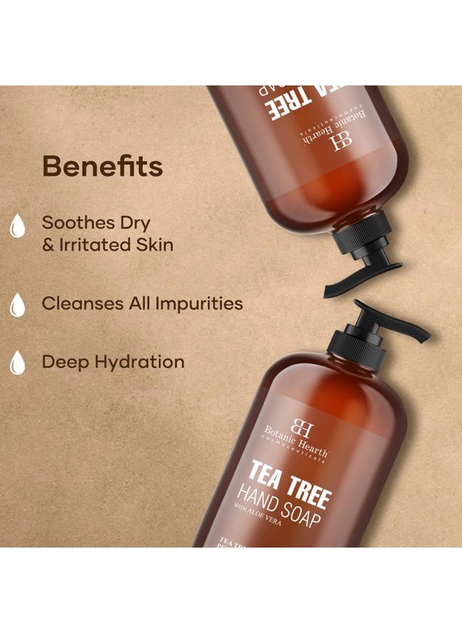 Botanic Hearth Tea Tree Liquid Hand Soap - Sulfate Free Formula - Multi Purpose Hand Wash with Aloe Vera and Premium Grade Tea Tree Oil, Pump Dispenser - 16 fl oz  - Image 4