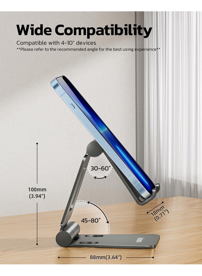 Nulaxy Dual Folding Cell Phone Stand, Fully Adjustable Foldable Desktop Phone Holder Cradle Dock Compatible with Phone 16 15 14 13 12 11 Pro Xs Xs Max Xr X 8, Nintendo Switch, All Phones - Gray - Image 3